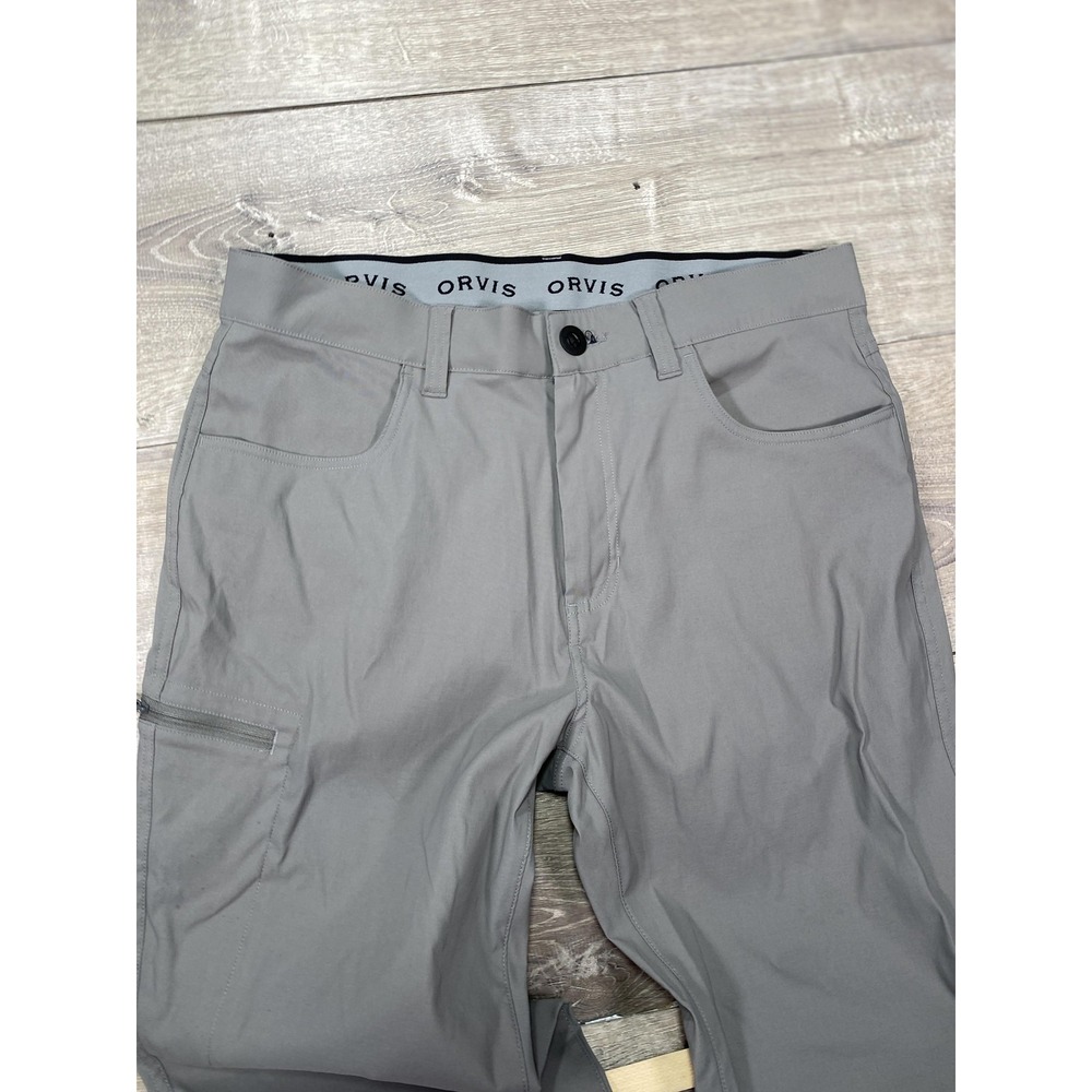 Orvis Pants Mens 34x29 Gray Hiking Water Repellent‎ Stretch Zip Media Pocket - Picture 2 of 13
